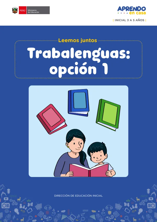 Leemos juntos: Trabalenguas Opción 1. Inicial 3 a 5 años (MINEDU) PDF 1 Portada de Leemos juntos: Trabalenguas Opción 1. Inicial 3 a 5 años - MINEDU