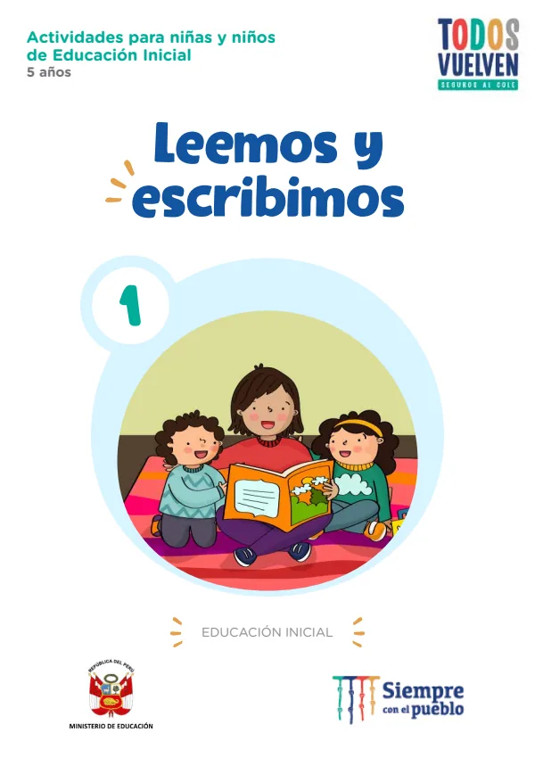 Leemos y escribimos 1: Actividades para niñas y niños de Educación Inicial, 5 años (MINEDU) PDF 1 Portada de Leemos y escribimos 1: Actividades para niñas y niños de Educación Inicial, 5 años - Guías docentes - MINEDU