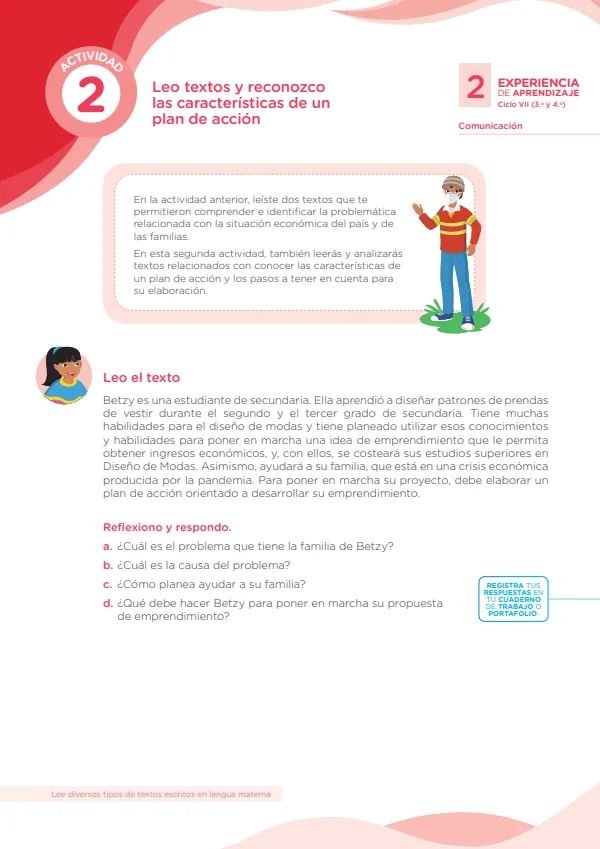 Leo textos y reconozco las características de un plan de acción - Secundaria (MINEDU) PDF 1 Portada de Leo textos y reconozco las características de un plan de acción - Secundaria - MINEDU