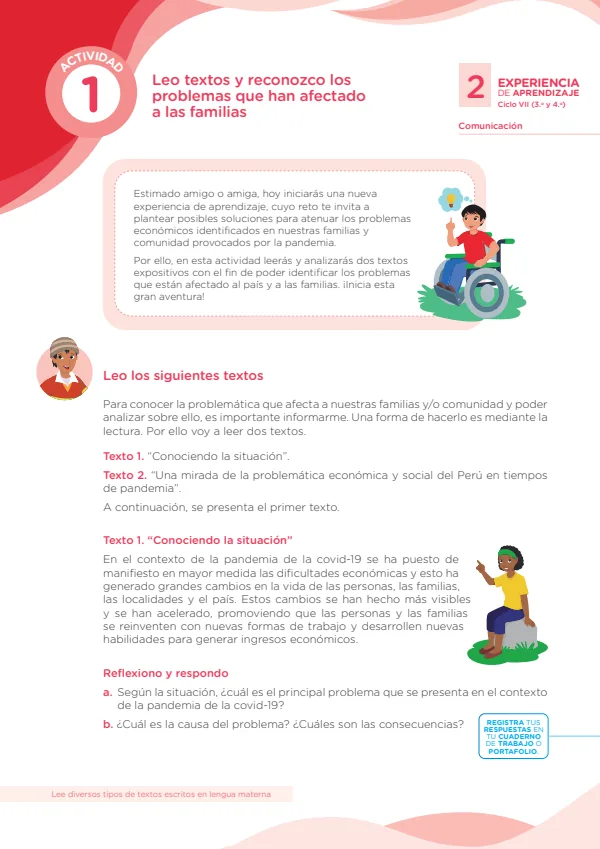 Leo textos y reconozco los problemas que han afectado a las familias - Secundaria (MINEDU) PDF 1 Portada de Leo textos y reconozco los problemas que han afectado a las familias - Secundaria - MINEDU