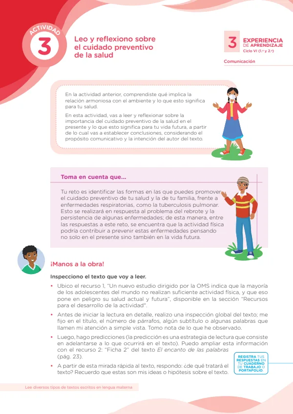 Leo y reflexiono sobre el cuidado preventivo de la salud - Secundaria (MINEDU) PDF 1 Portada de Leo y reflexiono sobre el cuidado preventivo de la salud - Secundaria - MINEDU