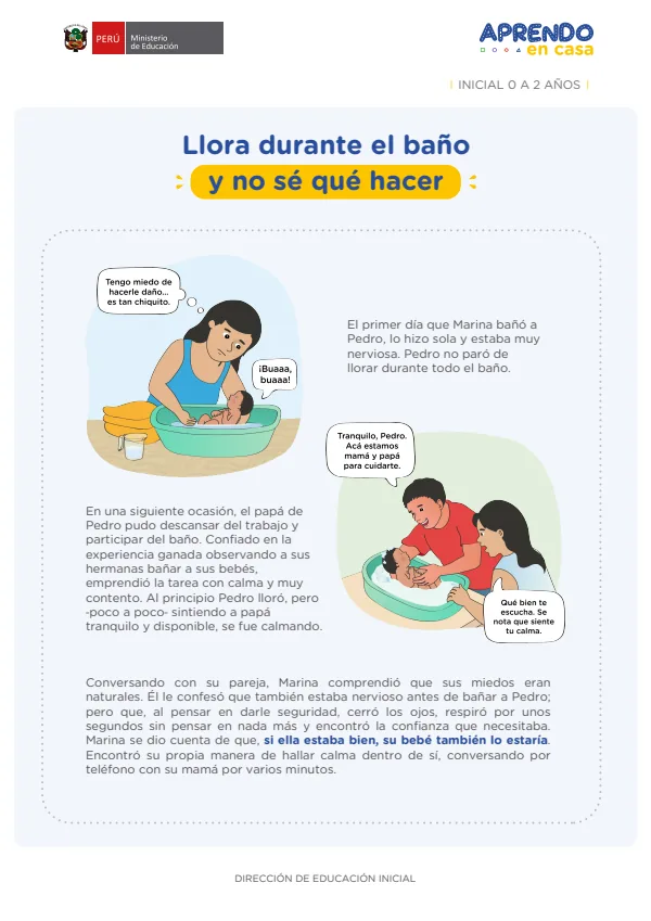 Llora durante el baño y no sé qué hacer - Inicial 0 a 2 años (MINEDU) PDF 1 Portada de Llora durante el baño y no sé qué hacer - Inicial 0 a 2 años - MINEDU