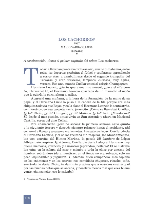 Los cachorros: 1967. Mario Vargas LLosa - 3.° grado de Secundaria (MINEDU) PDF 1 Portada de Los cachorros: 1967. Mario Vargas LLosa - 3.° grado de Secundaria - MINEDU