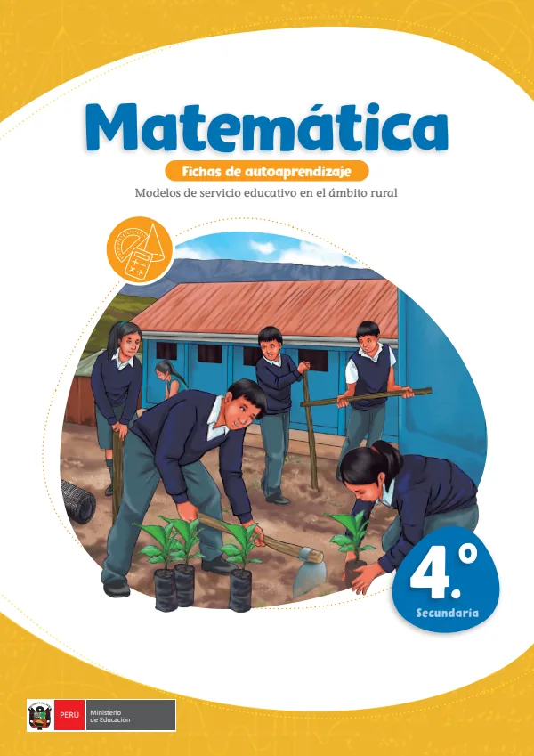 Matemática, 4: fichas de autoaprendizaje a distancia - 4.° grado de Secundaria (MINEDU) PDF 1 Portada de Matemática, 4: fichas de autoaprendizaje a distancia - 4.° grado de Secundaria - MINEDU