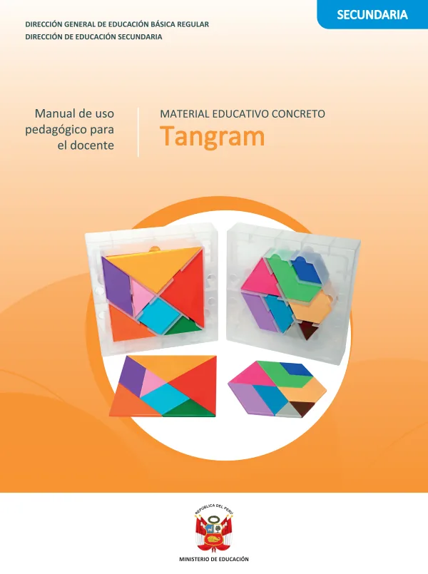 Material educativo concreto Tangram, manual de uso pedagógico para le docente (MINEDU) PDF 1 Portada de Material educativo concreto Tangram, manual de uso pedagógico para le docente - Guías docentes - MINEDU
