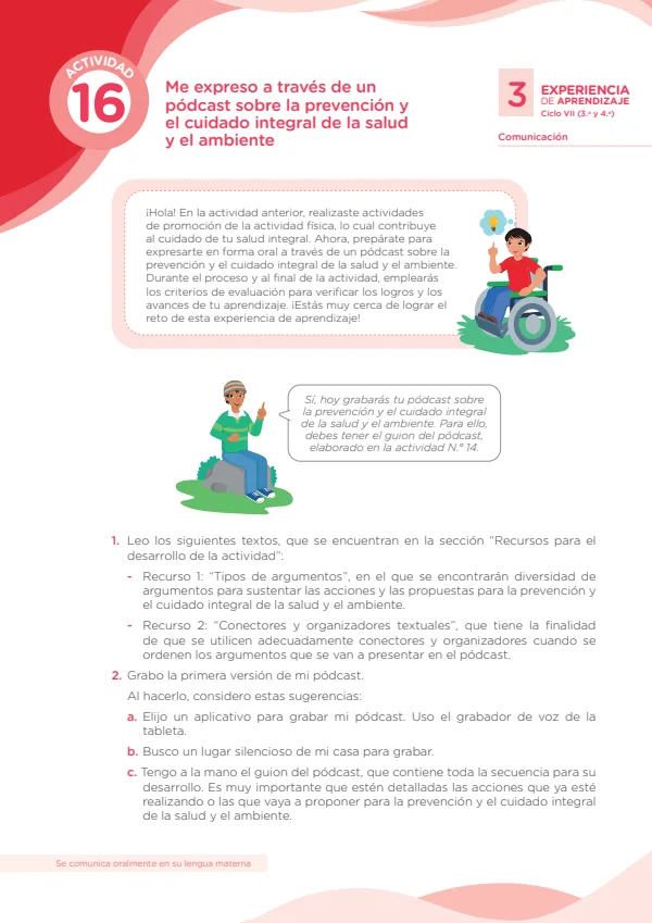 Me expreso a través de un pódcast sobre la prevención - Secundaria (MINEDU) PDF 1 Portada de Me expreso a través de un pódcast sobre la prevención - Secundaria - MINEDU