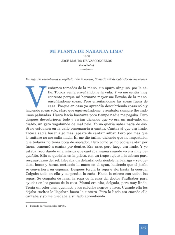 Mi planta de naranja Lima: 1968. José Mauro de Vasconcelos - 1.° grado de Secundaria (MINEDU) PDF 1 Portada de Mi planta de naranja Lima: 1968. José Mauro de Vasconcelos - 1.° grado de Secundaria - MINEDU