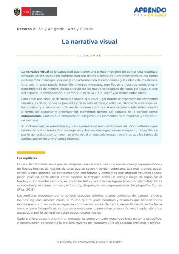Narrativa Visual , 3.er y 4. grado (MINEDU) PDF 1 Portada de Narrativa Visual , 3.er y 4. grado - MINEDU