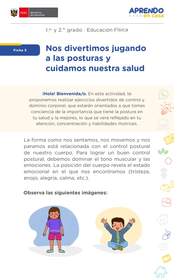 Nos divertimos jugando a las posturas y cuidamos nuestra salud - Primaria (MINEDU) PDF 1 Portada de Nos divertimos jugando a las posturas y cuidamos nuestra salud - Primaria - MINEDU