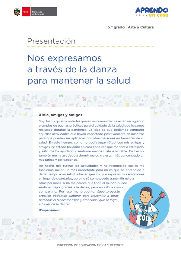 Nos expresamos a través de la danza para mantener la salud - 5.° grado de Secundaria (MINEDU) PDF 1 Portada de Nos expresamos a través de la danza para mantener la salud - 5.° grado de Secundaria - MINEDU