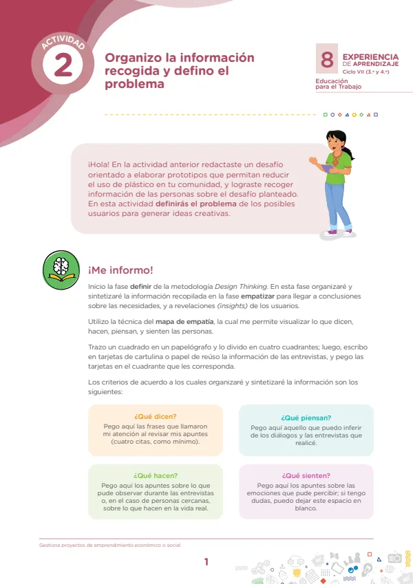 Organizo la información recogida y defino el problema - Secundaria (MINEDU) PDF 1 Portada de Organizo la información recogida y defino el problema - Secundaria - MINEDU