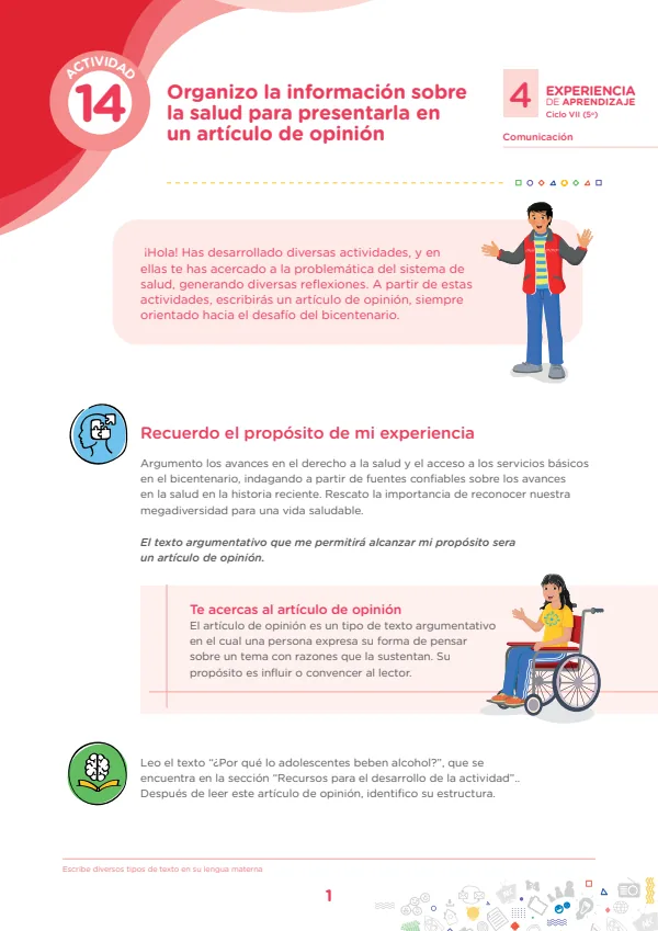 Organizo la información sobre la salud - 5.° grado de Secundaria (MINEDU) PDF 1 Portada de Organizo la información sobre la salud - 5.° grado de Secundaria - MINEDU