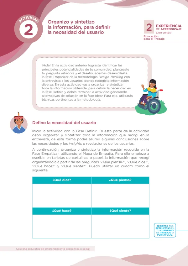 Organizo y sintetizo información para definir la necesidad del usuario - 5.° grado de Secundaria (MINEDU) PDF 1 Portada de Organizo y sintetizo información para definir la necesidad del usuario - 5.° grado - MINEDU