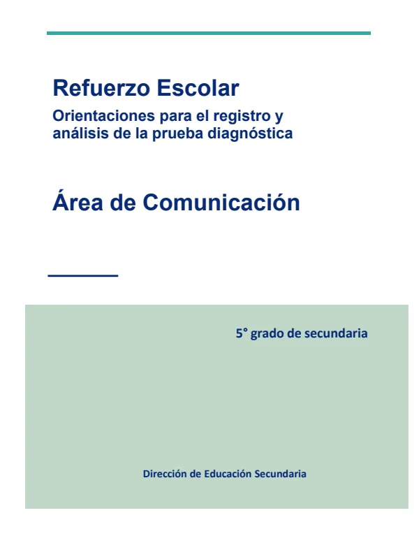 Orientaciones para el registro y análisis. Comunicación 5. grado de Secundaria (MINEDU) PDF 1 Portada de Orientaciones para el registro y análisis. Comunicación 5. grado de Secundaria - Guías docentes - MINEDU
