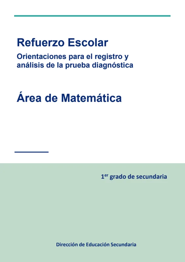Orientaciones para el registro y análisis. Matemática 1. grado de Secundaria (MINEDU) PDF 1 Portada de Orientaciones para el registro y análisis. Matemática 1. grado de Secundaria - Guías docentes - MINEDU