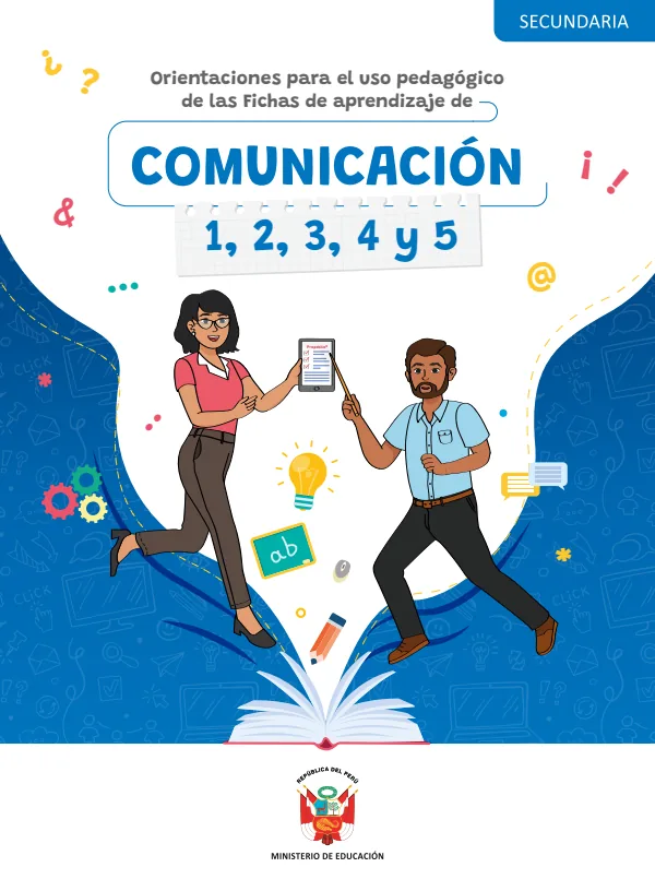 Orientaciones para el uso pedagógico de las Fichas de aprendizaje de Comunicación (MINEDU) PDF 1 Portada de Orientaciones para el uso pedagógico de las Fichas de aprendizaje de Comunicación - Secundaria - MINEDU
