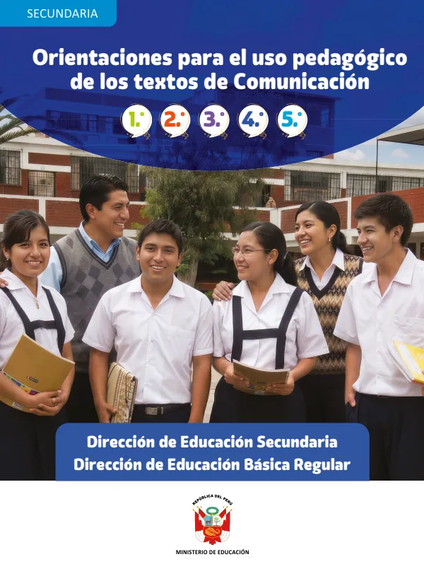 Orientaciones para el uso pedagógico de los textos de comunicación (1.° a 5.° grado de secundaria) (MINEDU) PDF 1 Portada de Orientaciones para el uso pedagógico de los textos de comunicación (1.° a 5.° grado - Guías docentes - MINEDU