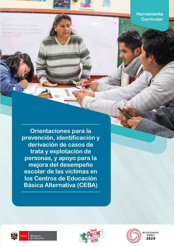 Orientaciones para la prevención, identificación y derivación de casos de trata y explotación de personas (MINEDU) PDF 1 Portada de Orientaciones para la prevención, identificación y derivación de casos de trata - Guías docentes - MINEDU