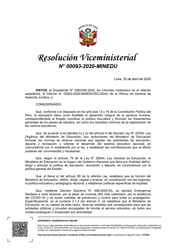 Orientaciones pedagógicas para el servicio educativo de Educación Básica durante el año 2020 en el marco de la emergencia sanitaria por el Coronavirus COVID-19 (MINEDU) PDF 1 Portada de Orientaciones pedagógicas para el servicio educativo de Educación Básica durante el año - Currículo Nacional (CNEB) - MINEDU