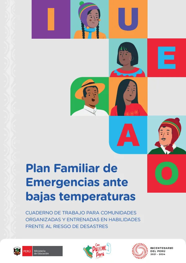 Plan familiar de emergencias ante bajas temperaturas: cuaderno de trabajo para comunidades organizadas y entrenadas en habilidades frente al riesgo de desastres (MINEDU) PDF 1 Portada de Plan familiar de emergencias ante bajas temperaturas: cuaderno de trabajo - Guías docentes - MINEDU