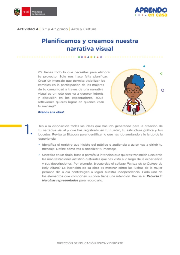 Planificamos y creamos nuestra narrativa visual , 3.er y 4. grado (MINEDU) PDF 1 Portada de Planificamos y creamos nuestra narrativa visual , 3.er y 4. grado - MINEDU