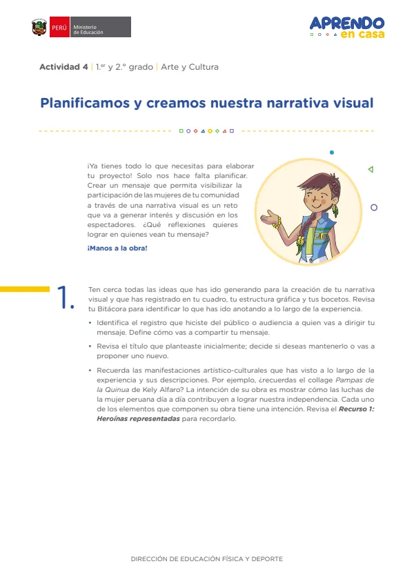 Planificamos y creamos nuestra narrativa visual , Actividad 4 - Secundaria (MINEDU) PDF 1 Portada de Planificamos y creamos nuestra narrativa visual , Actividad 4 - Secundaria - MINEDU