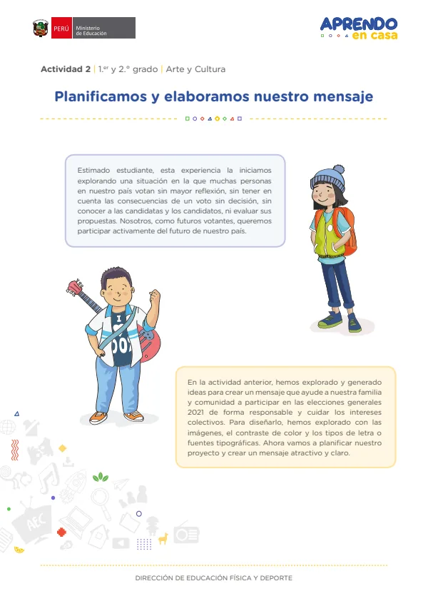 Planificamos y elaboramos nuestro mensaje , Actividad 2 - Secundaria (MINEDU) PDF 1 Portada de Planificamos y elaboramos nuestro mensaje , Actividad 2 - Secundaria - MINEDU