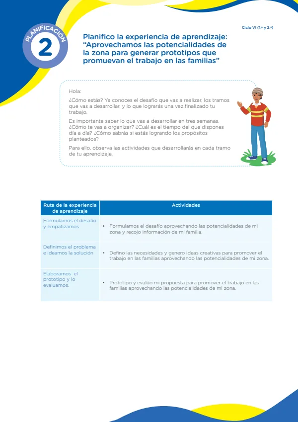 Planifico la experiencia de aprendizaje: Aprovechamos las potencialidades de la zona para generar prototipos que promuevan el trabajo en las familias (MINEDU) PDF 1 Portada de Planifico la experiencia de aprendizaje: Aprovechamos las potencialidades de la zona - Secundaria - MINEDU