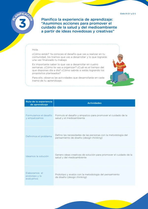 Planifico la experiencia de aprendizaje: Asumimos acciones para promover el cuidado de la salud y del medioambiente a partir de ideas novedosas y creativas (MINEDU) PDF 1 Portada de Planifico la experiencia de aprendizaje: Asumimos acciones para promover el cuidado - Secundaria - MINEDU