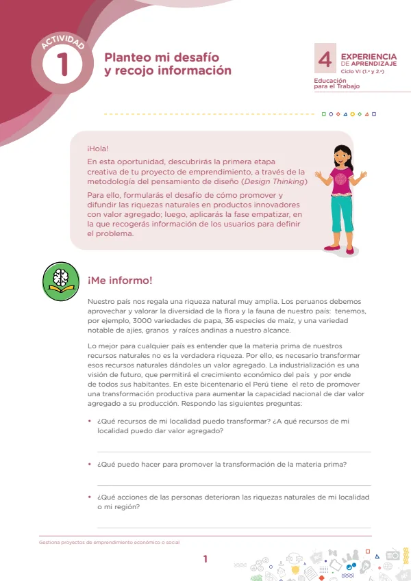 Planteo mi desafío y recojo información - Secundaria (MINEDU) PDF 1 Portada de Planteo mi desafío y recojo información - Secundaria - MINEDU