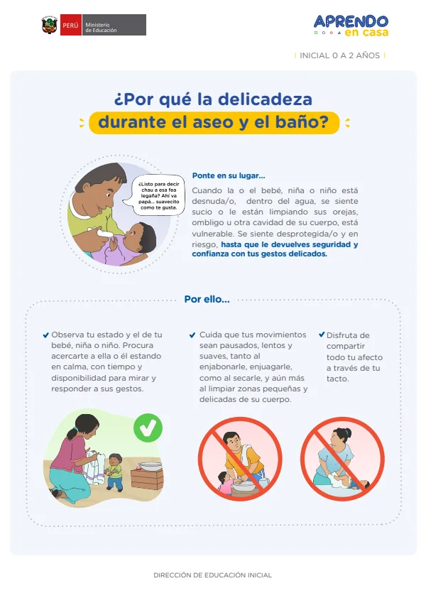 ¿Por qué la delicadeza durante el aseo y el baño? - Inicial 0 a 2 años (MINEDU) PDF 1 Portada de ¿Por qué la delicadeza durante el aseo y el baño? - Inicial 0 a 2 años - MINEDU