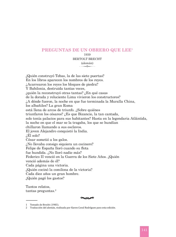 Preguntas de un obrero que lee: 1939. Bertolt Brecht - 5.° grado de Secundaria (MINEDU) PDF 1 Portada de Preguntas de un obrero que lee: 1939. Bertolt Brecht - 5.° grado de Secundaria - MINEDU