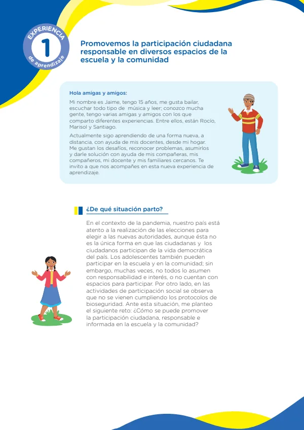 Promovemos la participación ciudadana responsable en diversos espacios de la escuela y la comunidad (MINEDU) PDF 1 Portada de Promovemos la participación ciudadana responsable en diversos espacios de la escuela - Secundaria - MINEDU