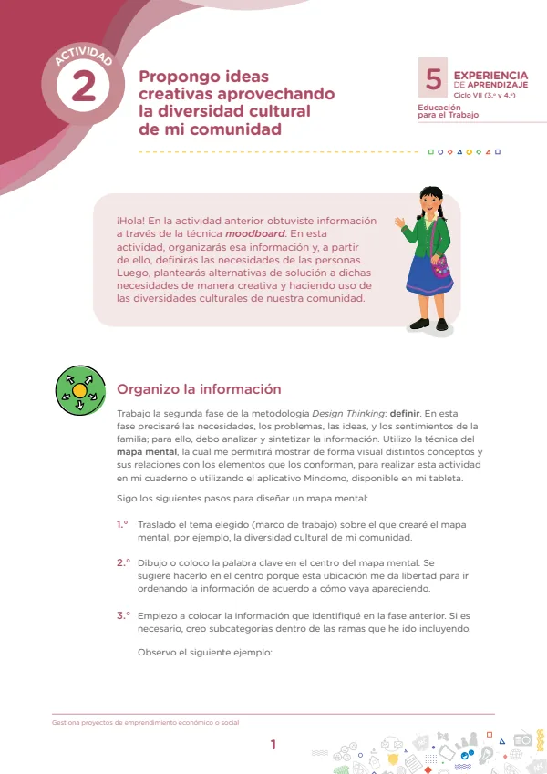 Propongo ideas creativas aprovechando la diversidad cultural de mi comunidad (MINEDU) PDF 1 Portada de Propongo ideas creativas aprovechando la diversidad cultural de mi comunidad - Secundaria - MINEDU