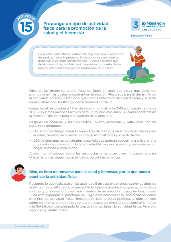 Propongo un tipo de actividad física para la promoción de la salud - Secundaria (MINEDU) PDF 1 Portada de Propongo un tipo de actividad física para la promoción de la salud - Secundaria - MINEDU