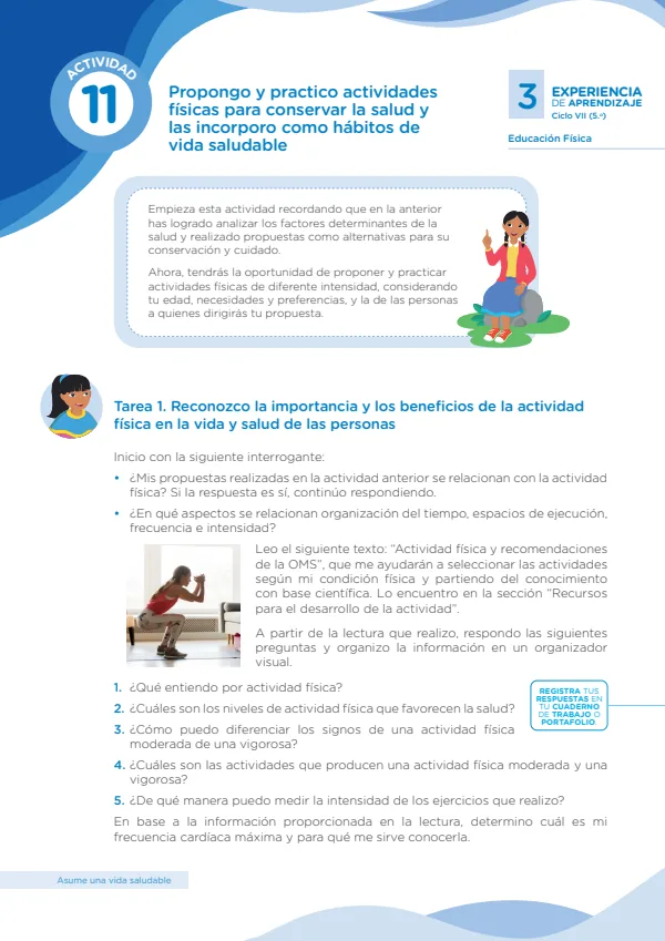Propongo y practico actividades físicas para conservar la salud - 5.° grado de Secundaria (MINEDU) PDF 1 Portada de Propongo y practico actividades físicas para conservar la salud - 5.° grado - MINEDU