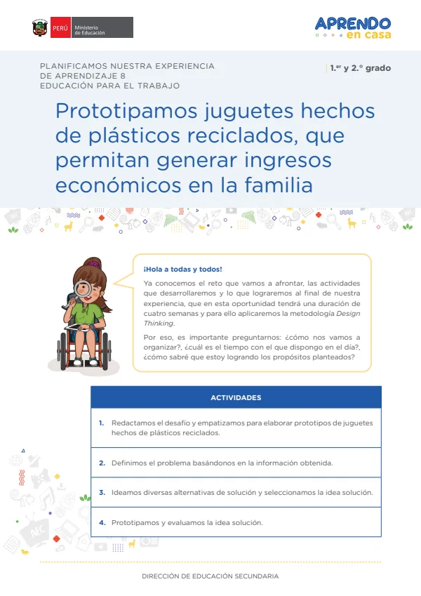 Prototipamos juguetes hechos de plásticos reciclados, que permitan generar ingresos económicos en la familia (MINEDU) PDF 1 Portada de Prototipamos juguetes hechos de plásticos reciclados, que permitan generar ingresos - Secundaria - MINEDU