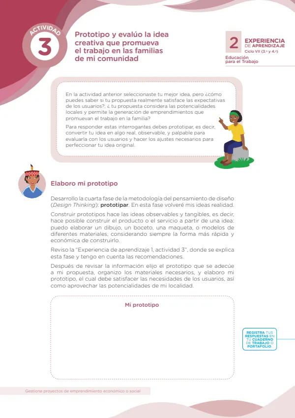 Prototipo y evalúo la idea creativa que promueva el trabajo en las familias de mi comunidad (MINEDU) PDF 1 Portada de Prototipo y evalúo la idea creativa que promueva el trabajo en las familias de mi - Secundaria - MINEDU