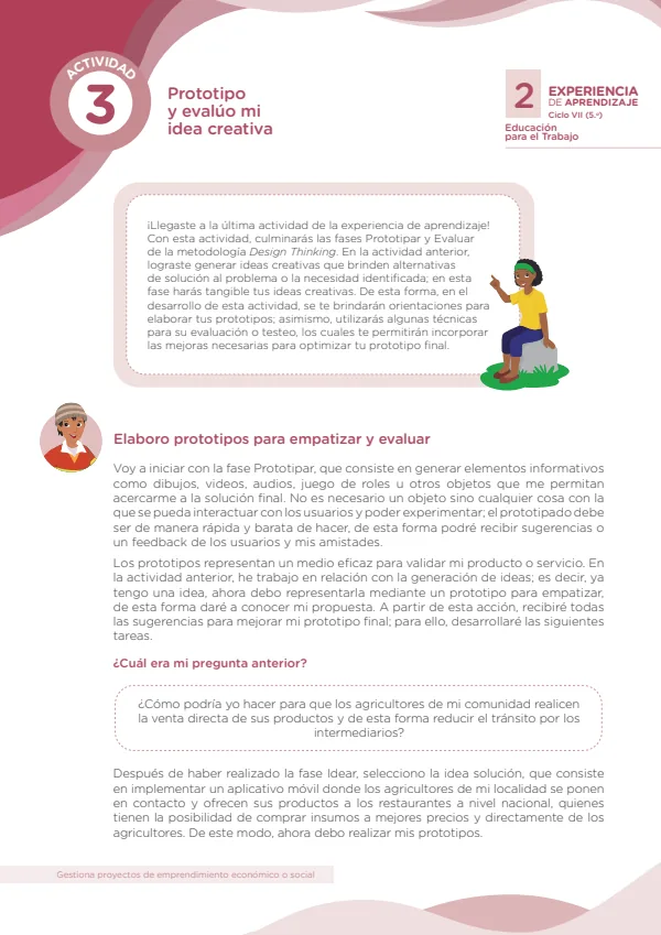 Prototipo y evalúo mi idea creativa - 5.° grado de Secundaria (MINEDU) PDF 1 Portada de Prototipo y evalúo mi idea creativa - 5.° grado de Secundaria - MINEDU