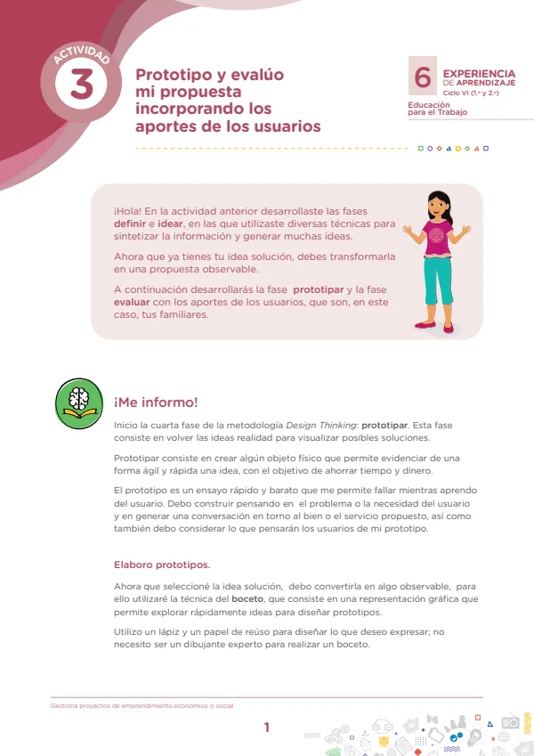 Prototipo y evalúo mi propuesta incorporando los aportes de los usuarios - Secundaria (MINEDU) PDF 1 Portada de Prototipo y evalúo mi propuesta incorporando los aportes de los usuarios - Secundaria - MINEDU