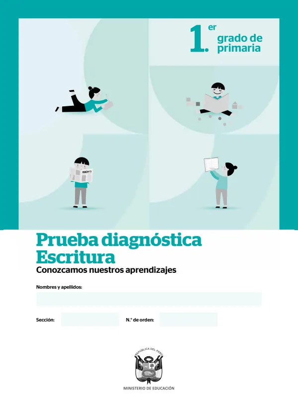 Prueba diagnóstica de Escritura 1º de primaria (MINEDU) PDF 1 Portada de Prueba diagnóstica de Escritura 1º de primaria - Evaluación diagnóstica - MINEDU