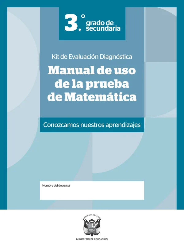 Prueba Diagnóstica de Matemática 3º de Secundaria resuelto (MINEDU) PDF 1 Portada de Prueba Diagnóstica de Matemática 3º de Secundaria resuelto - MINEDU