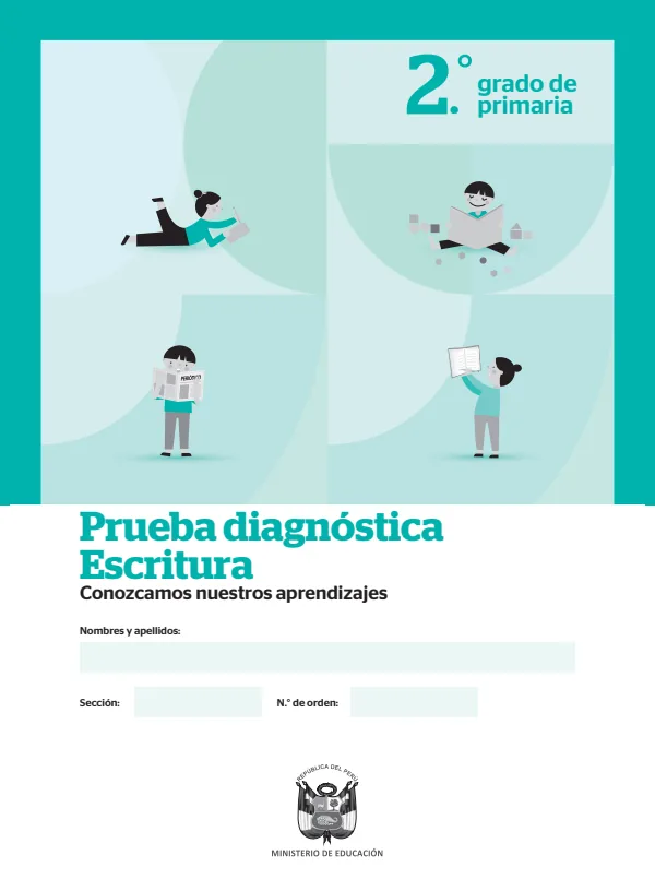 Prueba diagnóstica Escritura 2. grado de Primaria (MINEDU) PDF 1 Portada de Prueba diagnóstica Escritura 2. grado de Primaria - Evaluación diagnóstica - MINEDU