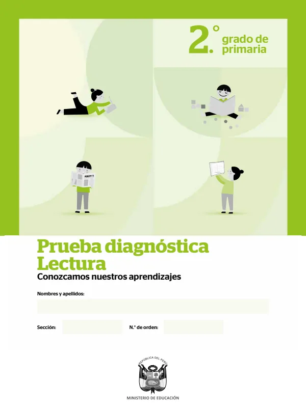 Prueba diagnóstica Lectura 2. grado de Primaria (MINEDU) PDF 1 Portada de Prueba diagnóstica Lectura 2. grado de Primaria - Evaluación diagnóstica - MINEDU