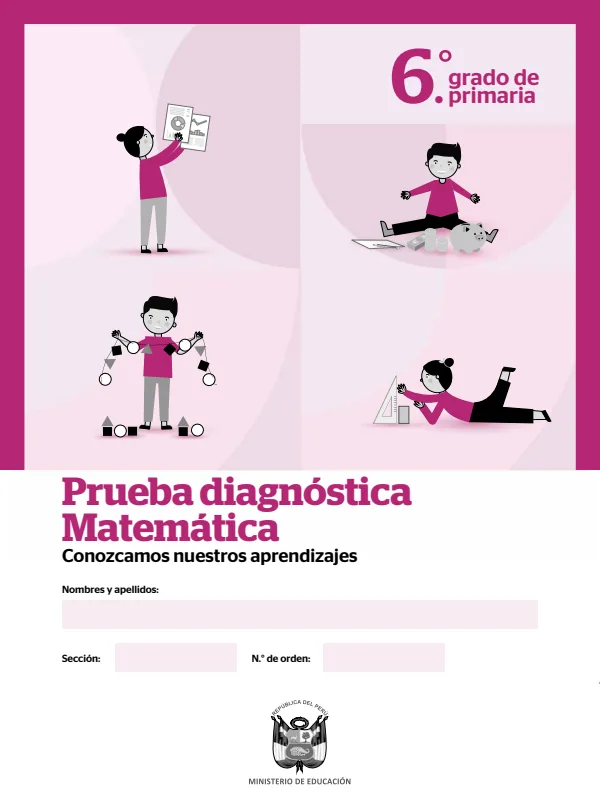 Prueba diagnóstica Matemática 6. grado de Primaria (MINEDU) PDF 1 Portada de Prueba diagnóstica Matemática 6. grado de Primaria - Evaluación diagnóstica - MINEDU