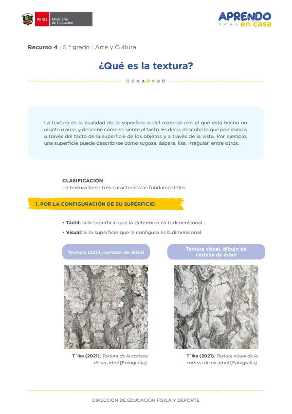 ¿Qué es la textura? , Recurso 4 - 5.° grado de Secundaria (MINEDU) PDF 1 Portada de ¿Qué es la textura? , Recurso 4 - 5.° grado de Secundaria - MINEDU