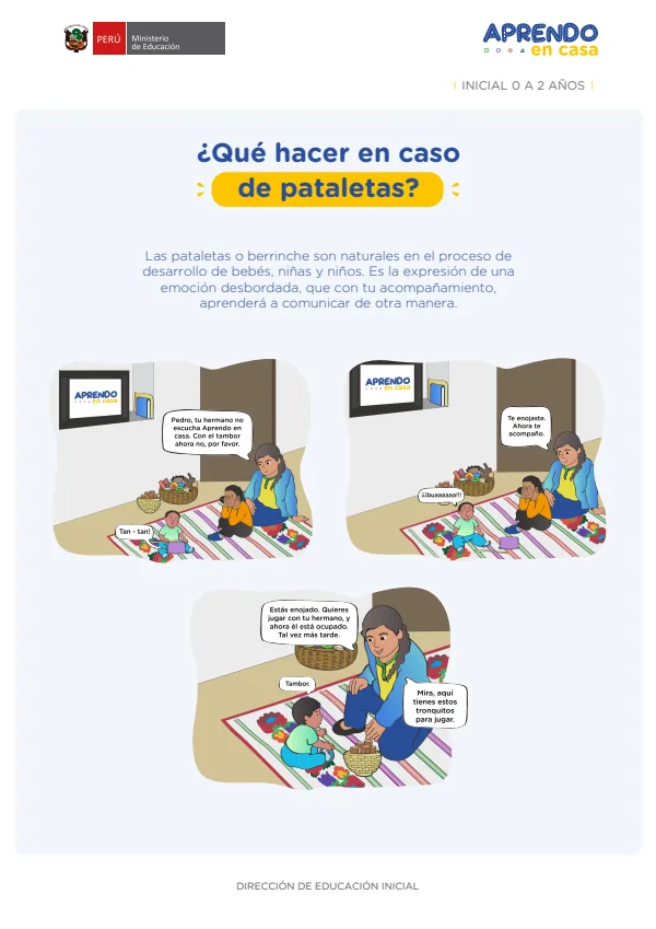 ¿Qué hacer en caso de pataletas? - Inicial 2 años (MINEDU) PDF 1 Portada de ¿Qué hacer en caso de pataletas? - Inicial 2 años - MINEDU