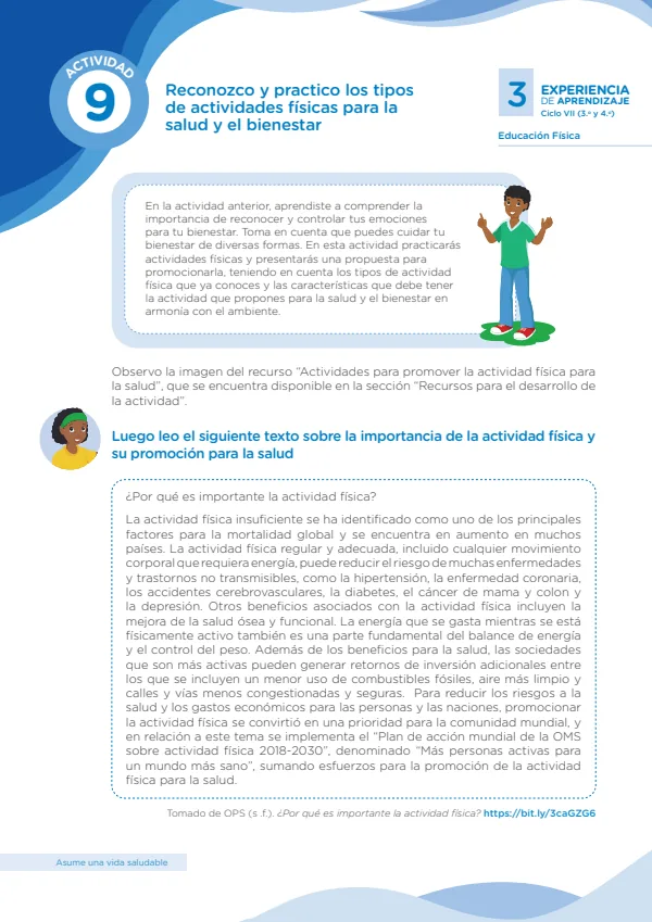 Reconozco y practico los tipos de actividades físicas para la salud - Secundaria (MINEDU) PDF 1 Portada de Reconozco y practico los tipos de actividades físicas para la salud - Secundaria - MINEDU