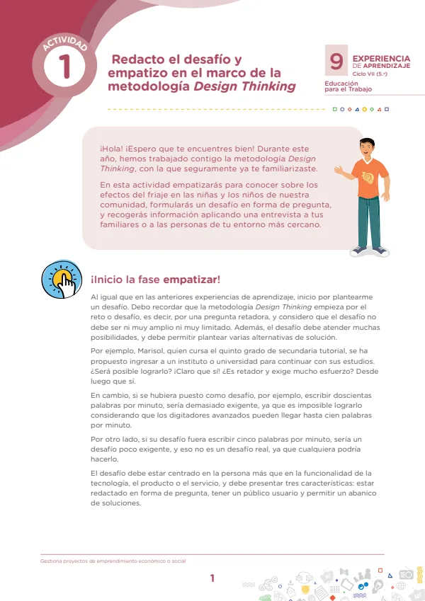 Redacto el desafío y empatizo para elaborar prototipos de objetos utilitarios (MINEDU) PDF 1 Portada de Redacto el desafío y empatizo para elaborar prototipos de objetos utilitarios - 5.º grado de Secundaria - MINEDU