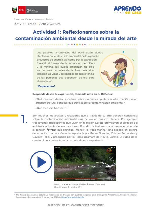 Reflexionamos sobre la contaminación ambiental desde la mirada del arte , 3er y 4to grado (MINEDU) PDF 1 Portada de Reflexionamos sobre la contaminación ambiental desde la mirada del arte , 3er y 4to - 4.º grado de Secundaria - MINEDU